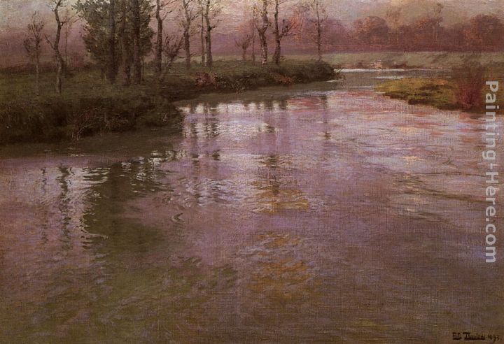 On A French River painting - Fritz Thaulow On A French River art painting